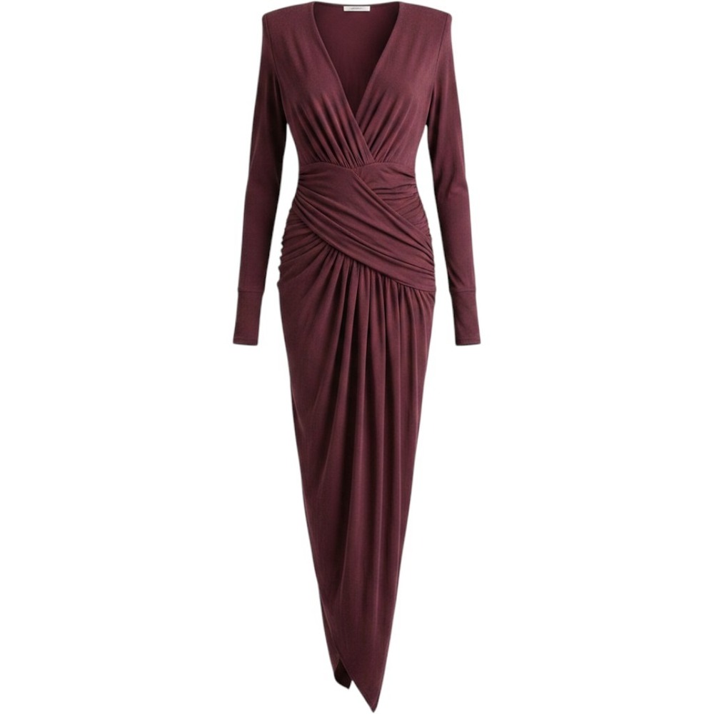 Young Fabulous & Broke‎ oversized S maroon longsleeve maxi dress V neck I